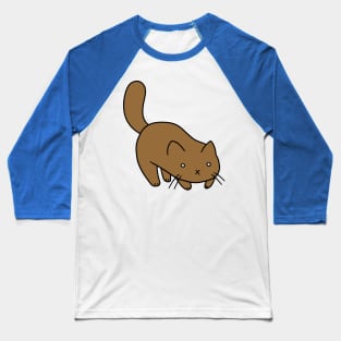 Curious Brown Cat Baseball T-Shirt